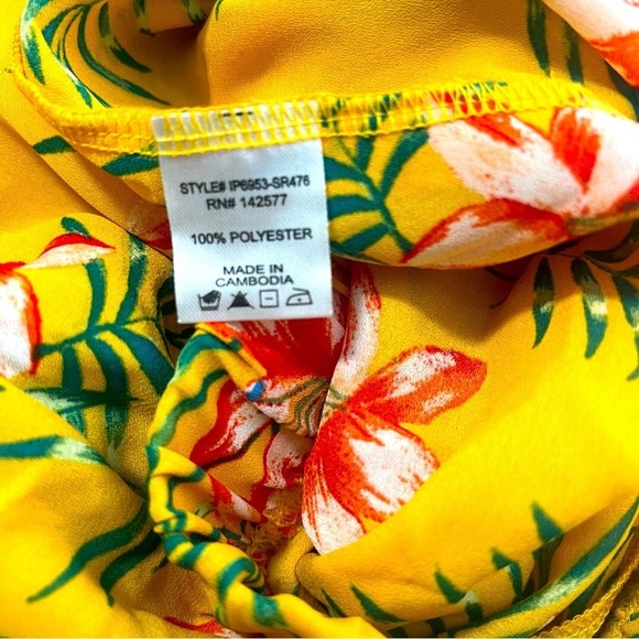 IRIS Women’s Large Hi-Low Skort Set with V-Neck Tie Crop Blouse Yellow Floral - Picture 15 of 16